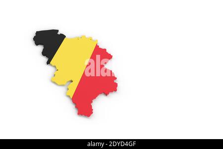 Mappa del Belgio con rendering 3D della bandiera del Belgio Foto Stock