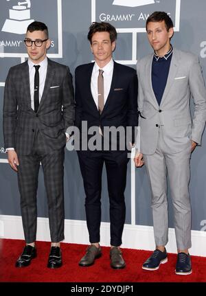 I musicisti Jack Antonoff, Nate Ruess, e Andrew Dost del divertimento della band arrivano al 55° annuale GRAMMY Awards allo Staples Center di Los Angeles, California, USA il 10 febbraio 2013. Foto di Lionel Hahn/ABACAPRESS.COM Foto Stock