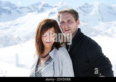 Anne Caillon e Francois-David Cardonnel durante il 15° Festival Internazionale della Televisione di Luchon a Luchon, Francia, il 16 febbraio 2013. Foto di Patrick Bernard/ABACAPRESS.COM Foto Stock