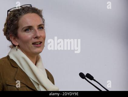 Il ministro dell'ecologia Delphine Batho visita la fiera per l'energia sostenibile durante la sua inaugurazione a Chassieu, vicino a Lione, Francia, il 19 febbraio 2013. Foto di Vincent Dargent/ABACAPRESS.COM Foto Stock