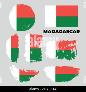 Bandiera nazionale ufficiale del Madagascar. Simbolo patriottico africano Illustrazione Vettoriale