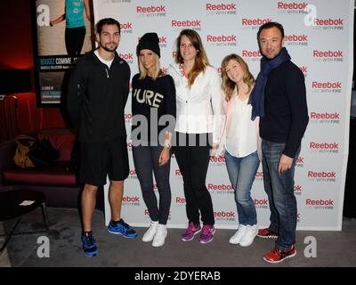 Alexandre Devoise, Alexandra Rosenfeld, Louise Ekland, Brice (Koh Lanta), Laure Manaudou alla conferenza stampa Reebok al Club Med Gym Bastille a Parigi, Francia, il 19 marzo 2013. Foto di Alban Wyters/ABACAPRESS.COM Foto Stock