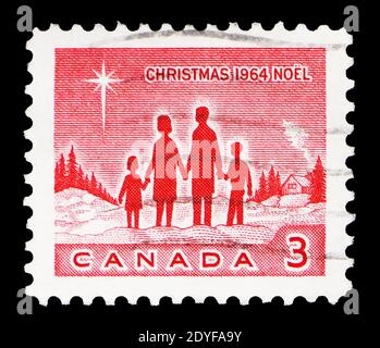 MOSCA, RUSSIA - 22 FEBBRAIO 2019: Un francobollo stampato in Canada mostra Natale 1964, serie, circa 1964 Foto Stock