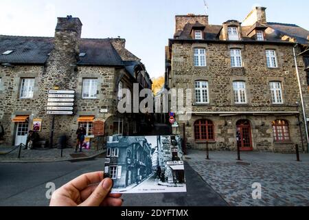 FRA - PRIMA-DOPO - DINAN. Vecchie foto di Dinan date nel loro contesto attuale. FRA - AVANT-APRÈS - DINAN. Foto anciennes de Dinan remises dans leur Foto Stock