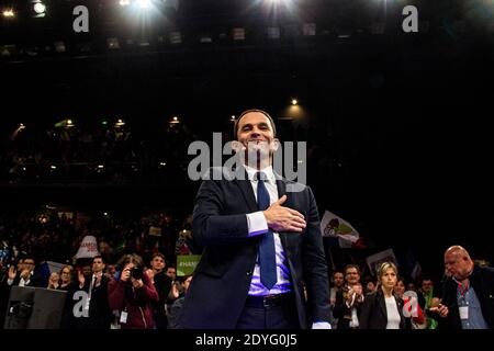 Incontro di Benoit Hamon a Rennes. Rennes, come parte della sua campagna per le elezioni presidenziali del 2017, Benoit HAMON, candidato del Partito Socialista Foto Stock