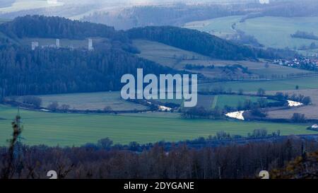 La valle di Werra a Herleshausen in Germania Foto Stock