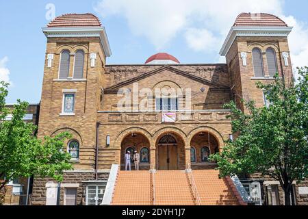 Birmingham, Alabama, 16 ° Street Baptist Church, Black History Segregation Civil Rights Movement, 1963 bombardamento sito ingresso anteriore esterno, Foto Stock