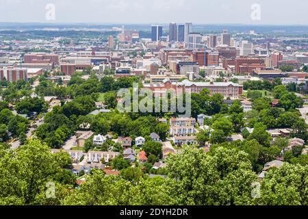 Birmingham, Alabama, vista dello skyline della città, Vulcan Park, guardando a nord, Foto Stock