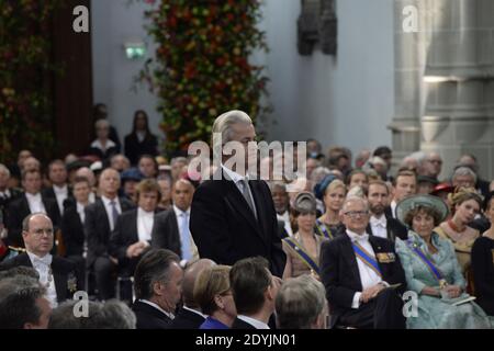 Geert Wilders fa un'affermazione a Nieuwe Kerk o New Church ad Amsterdam, Paesi Bassi, martedì 30 aprile 2013. Mano fuori Foto di Robin Utrecht/ABACAPRESS.COM Foto Stock