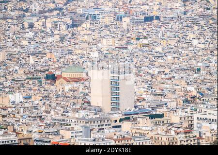 Panoramica dei quartieri residenziali di Atene, Grecia Foto Stock