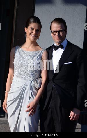 La principessa della corona svedese Victoria e il marito Prince Daniel arrivano per una cena privata prima del matrimonio della principessa svedese Madeleine e Chris o'Neill al Grand Hotel, a Stoccolma, Svezia, il 7 giugno 2013. Foto di Nicolas Gouhier/ABACAPRESS.COM Foto Stock