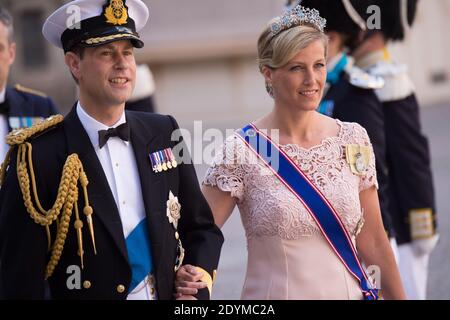 Sophie Contessa di Wessex e Principe Edoardo in occasione del matrimonio della principessa svedese Madeleine e Chris o'Neill alla Cappella del Palazzo reale di Stoccolma, Svezia, 08 giugno 2013. Foto di Nicolas Gouhier/ABACAPRESS.COM Foto Stock