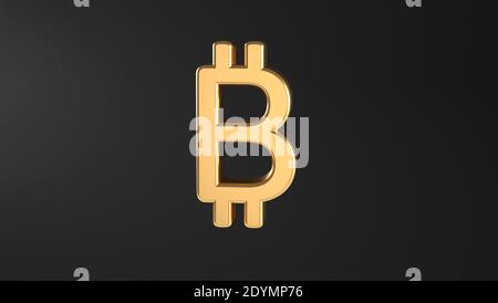 Testo simbolo Bitcoin , Cryptocurrency. Golden isolato su sfondo nero Foto Stock