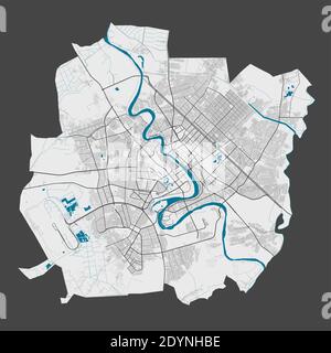 Mappa di Baghdad. Mappa dettagliata dell'area amministrativa della città di Baghdad. Panorama cittadino. Illustrazione vettoriale priva di royalty. Mappa con autostrade, strada Illustrazione Vettoriale