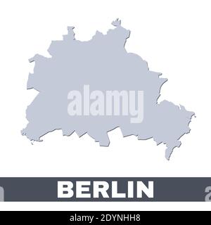 Mappa di Berlino. Mappa vettoriale dell'area della città di Berlino all'interno dei suoi confini. Grigio con ombra su sfondo bianco. Illustrazione isolata. Illustrazione Vettoriale