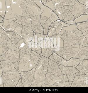 Mappa dettagliata dell'area amministrativa della città di Birmingham. Illustrazione vettoriale priva di royalty. Panorama cittadino. Mappa turistica grafica decorativa di Birmingha Illustrazione Vettoriale