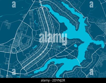 Mappa dettagliata dell'area amministrativa della città di Brasilia. Illustrazione vettoriale priva di royalty. Panorama cittadino. Mappa turistica grafica decorativa di Brasilia te Illustrazione Vettoriale