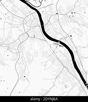 Mappa urbana di Bonn. Illustrazione vettoriale, poster grafico della scala di grigi della mappa di Bonn. Immagine della mappa stradale con strade, vista dell'area metropolitana. Illustrazione Vettoriale