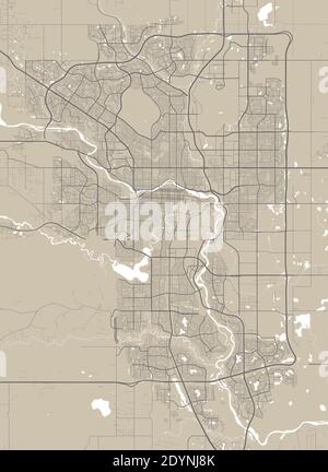 Mappa dettagliata dell'area amministrativa della città di Calgary. Illustrazione vettoriale priva di royalty. Panorama cittadino. Illustrazione Vettoriale