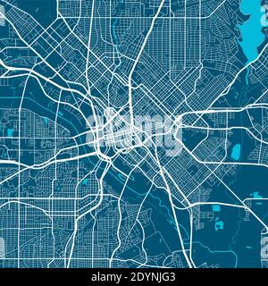 Poster della mappa della città di Dallas. Mappa della mappa di Dallas. Illustrazione vettoriale della mappa di Dallas. Illustrazione Vettoriale