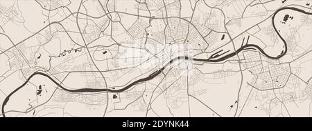 Poster della mappa della città di Francoforte. Mappa di Francoforte cartellone mappa stradale. Illustrazione vettoriale della mappa di Francoforte. Illustrazione Vettoriale