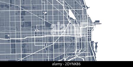 Mappa vettoriale di Chicago. Illustrazione del poster della mappa stradale. Chicago map art. Illustrazione Vettoriale
