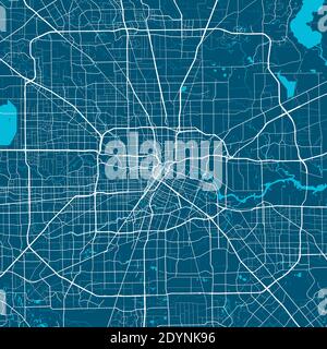 Poster della mappa della città di Houston. Mappa della mappa di Houston. Illustrazione vettoriale della mappa di Houston. Illustrazione Vettoriale