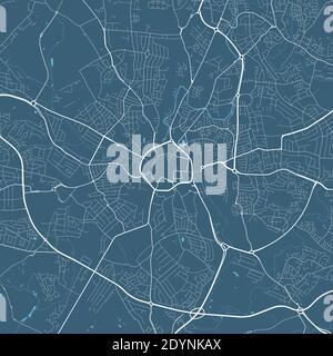 Mappa dettagliata dell'area amministrativa della città di Coventry. Illustrazione vettoriale priva di royalty. Panorama cittadino. Mappa turistica grafica decorativa di Coventry te Illustrazione Vettoriale