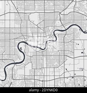 Mappa urbana di Edmonton. Illustrazione vettoriale, poster della mappa Edmonton. Illustrazione Vettoriale