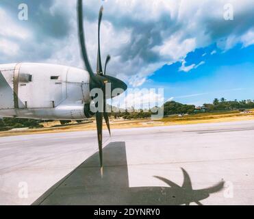 Vista aerea di Koh Samui dall'aereo, Thailandia, sud-est asiatico Foto Stock