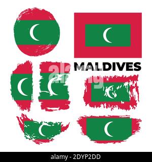 Bandiera del paese Maldive. Giornata felice di indipendenza delle Maldive Illustrazione Vettoriale