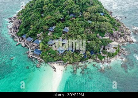 Vista aerea di Koh Nang Yuan, a Koh Tao, provincia di Samui, Thailandia, sud-est asiatico Foto Stock