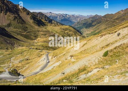 Ciclisti nei Pirenei - Aubisque, Tourmalet Foto Stock