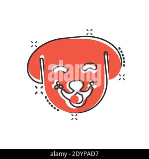 Icona testa di cane in stile comico. Carino animale domestico cartoon illustrazione vettoriale su sfondo bianco isolato. Concetto di business effetto splash animale. Illustrazione Vettoriale