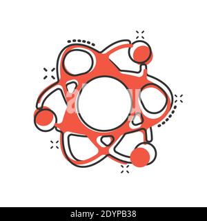 Icona della scienza in stile comico. Illustrazione vettoriale dei cartoni animati delle cellule del DNA su sfondo isolato bianco. Molecule evolution Splash Effect concetto aziendale. Illustrazione Vettoriale