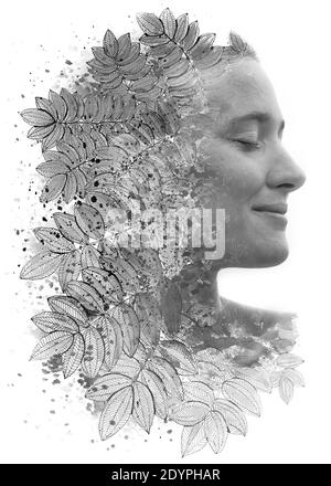 Verticale in bianco e nero modificato digitalmente Foto Stock