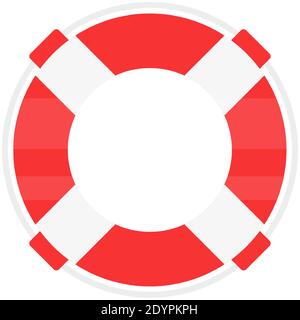 Icona della linea colorata del battello di salvataggio. Lifebuoy, simbolo della guida. Illustrazione Vettoriale
