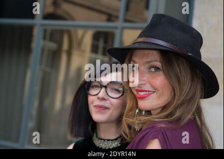 Aurele Saada e Sylvie Hoarau come 'Les Brigitte' partecipano alla sfilata di moda Alexis Mabille Haute Couture Autunno-Inverno 2013-2014, tenutasi all'Hotel d'Evreux, a Parigi, Francia, il 1° luglio 2013. Foto di Christophe Guibbaud/ABACAPRESS.COM Foto Stock