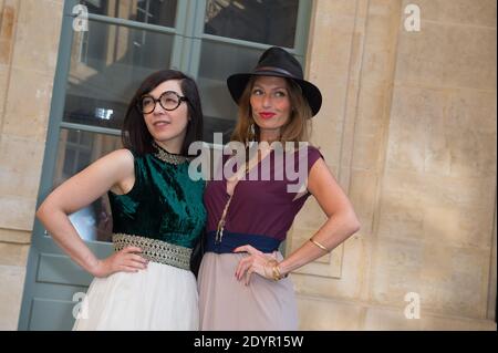 Aurele Saada e Sylvie Hoarau come 'Les Brigitte' partecipano alla sfilata di moda Alexis Mabille Haute Couture Autunno-Inverno 2013-2014, tenutasi all'Hotel d'Evreux, a Parigi, Francia, il 1° luglio 2013. Foto di Christophe Guibbaud/ABACAPRESS.COM Foto Stock