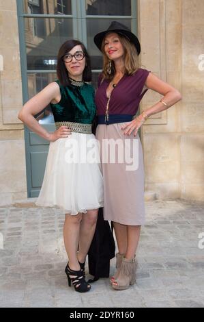 Aurele Saada e Sylvie Hoarau come 'Les Brigitte' partecipano alla sfilata di moda Alexis Mabille Haute Couture Autunno-Inverno 2013-2014, tenutasi all'Hotel d'Evreux, a Parigi, Francia, il 1° luglio 2013. Foto di Christophe Guibbaud/ABACAPRESS.COM Foto Stock