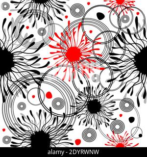 Motivo senza giunture astratto in nero e rosso. Illustrazione vettoriale Illustrazione Vettoriale