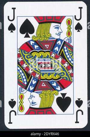 Carte da gioco di Spades vestito isolato su sfondo nero - alta qualità XXL. Foto Stock