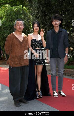 Il regista Kim Ki-duk, l'attrice Lee Eun-Woo e l'attore Seo Young-ju arrivano al Casinò per la Photocall 'Moebius' e la Conferenza Stampa durante il 70° Festival Internazionale del Cinema di Venezia (Mostra), presso l'isola del Lido di Venezia, il 03 settembre 2013. Foto di Aurore Marechal/ABACAPRESS.COM Foto Stock