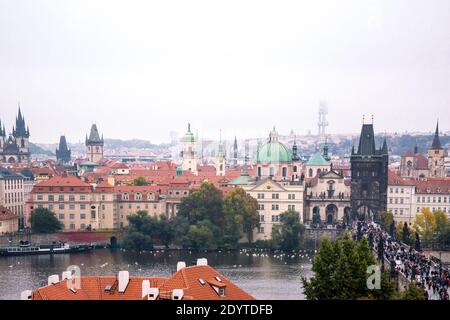 Vista panoramica dall'alto su Praga Foto Stock