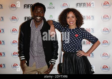 Noom Diawara e Amelle Chahbi partecipano al lancio del nuovo gioco FIFA 2014 (chiamato anche FIFA 14) che si è tenuto presso la Gaite Lyrique a Parigi, in Francia, il 23 settembre 2013. Foto di Jerome Domine/ABACAPRESS.COM Foto Stock