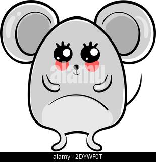 Mouse grigio, illustrazione, vettore su sfondo bianco. Illustrazione Vettoriale