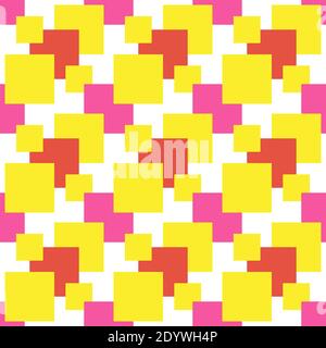 Quadrati geometrici, motivo senza giunture su sfondo bianco. Illustrazione Vettoriale