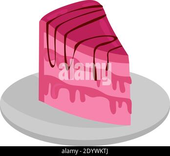 Fetta di torta rosa, illustrazione, vettore su sfondo bianco. Illustrazione Vettoriale