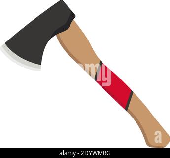 AX con una striscia rossa sull'impugnatura, illustrazione, vettore su sfondo bianco. Illustrazione Vettoriale