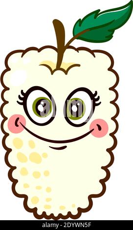 Gelso bianco sorridente, illustrazione, vettore su sfondo bianco. Illustrazione Vettoriale